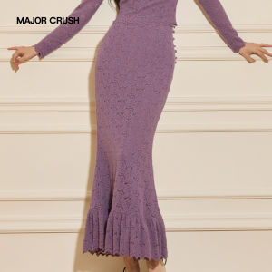 Lace Fishtail Purple Floral Dress