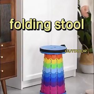 Portable Telescopic Stool Adjustable Height Folding Chair Collapsible Retractable Rainbow Seat / Kerusi Bangku Lipat
