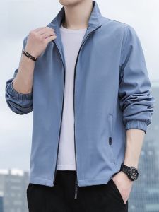 ROMON | Loose Mens Stand Collar Jacket Outdoor Casual Sport Windproof Workwear Parka Coat Spring Autumn New Style Rugged Polyester Fiber