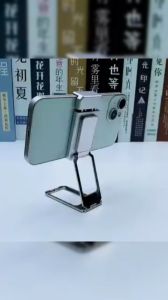 KEEPWORKING Back Clip Type 360 Folding Bracket Back Clip Foldable Phone Holder Metal Multi-Angle for Phone Back Grip Compatible with All Types Smartphones Cell Phone Stand