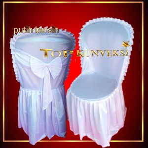 ISI 100 PCS SARUNG KURSI PUTIH PITA REMPEL/COVER KURSI NAPOLI DLL/BUNGKUS KURSI PESTA