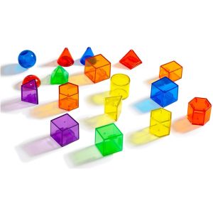 60Pcs Translucent 3D Geometric Shapes for Teaching Preschool Learning Materials Manipulative Shapes Early Geometry Skills Classroom Accessories Translucent Toy for Light Table