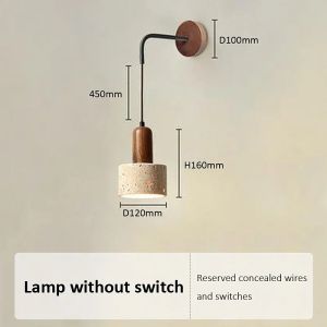 Hot Style Wabi Sabi Natural Stone Home Decoration Wall Lamp Retro Peach Wood Color Homestay Bedroom Bedside Led Sconce Lights