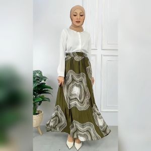 KM Women Size M-XXL A line Floral Strong Elastic Flared Maxi Long Skirt [S25864]