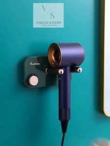 Multi-Purpose Hair Dryer Hanger Holder Rack Wall Mounted Punch-Free Waterproof Bathroom Storages Rack Heat Resistant No Drill Installation Self Adhesive Premium Aluminum Hair Blow Dryer Holder Stand Rack Organizer Rak Pengering Rambut Pemegang 免打孔吹風機防水支架