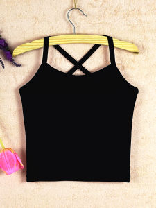 Pure Cotton Cross Back Vest Womens Outerwear Short Style Belly Baring Half Length Base Layer Tank Top Feminine Fashion