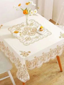 Bàn Tròn PVC Vuông Chống Thấm Nước Chống Dầu Chống Bỏng Không Cần Giặt Bàn Ăn Bằng Nhựa Ren Vàng Bằng Vàng Họa Tiết Hoa