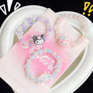 🔥🔥Roman Holiday Cartoon Sanrio Hand String Cute Sweet Style Beaded Bracelet Kuromi Crystal Bracelet Girlish Sense Pentagram Hand String Handwear Gift