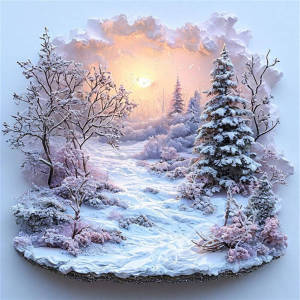 New Arrivals Print Canvas Painting 11ct Cross Stitch Kit Winter Landscape Sunset Handmade Gift for Living Room