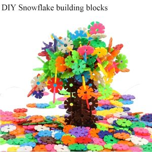 Childrens early education insert bag Snowflake building block set childrens educational building blocks childrens DIY toys