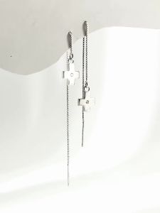 SHISHANGMEIDI | Elegant Long Dangle Earrings S925 Silver Cross