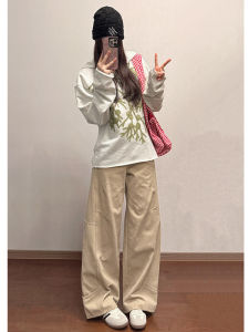 High Waist Wide Leg Knife Edge Denim Jeans for Taller Women Vintage Style Autumn Design Floor Length Straight Cut Pants