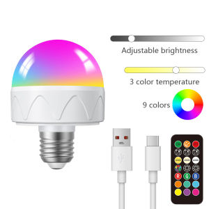 LED Rechargeable Magnetic Bulb 3 Color Temp Remote Control Timer Multi-Scenario Compatible Lamp Head with 9 Additional Colors