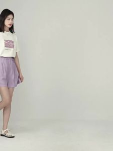 Quần Short Chân Rộng Cao Waist cho Phụ Nữ Nhỏ Bé Thể Thao
