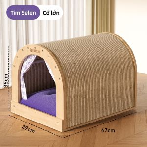 hipidog | Ổ mèo kiêm bảng cào móng sisal gỗ tự nhiên – chống xước sofa bền dùng 4 mùa size lớn