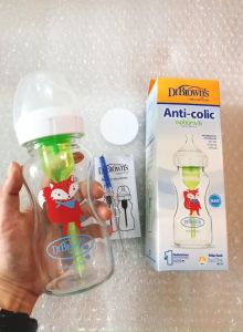 [ WB91622-CH ] Bình sữa thuỷ tinh Dr.Browns "Options Plus" cổ rộng 270ml Foxt Deco