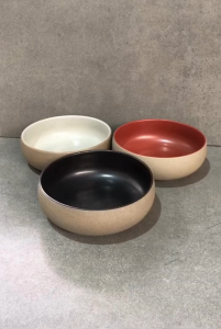 Muraditohome Aesthetic Two-Tone Stoneware Bowl 8x2.25 and 6.5x2.25 inches