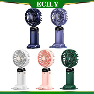 ECILY พัดลมโต๊ะสำนักงานแบบพับได้พกพาพัดลมแบบมือถือ USB ใหม่พัดลมไฟฟ้า3000MAh พร้อมที่แขวนคอขนาดเล็กสำหรับนักเรียนของขวัญลมไฟฟ้า