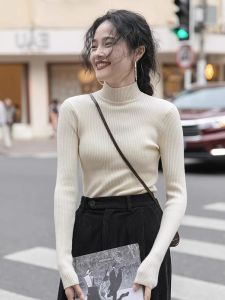 HUOLISI | Half-high Collar Knitwear Female Slimming Stylish Layered Sweater