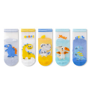 ถุงเท้าผ้าไหมน้ำแข็งบางสำหรับเด็ก ถุงเท้าผ้าฝ้ายระบายอากาศได้ดี ถุงเท้าผู้ชายและผู้หญิง ลายการ์ตูน ถุงเท้าผ้าฝ้ายเนื้อนุ่ม