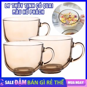 Cốc Thủy Tinh Ly Uống Nước Cafe Màu Hổ Phách Có Quai Cao Cấp Chịu Nhiệt 450ML - Ly Pha Lê - Ly Thủy Tinh Dùng Uống Pha Trà Cà Phê Uống Nước - Cốc Ăn Sữa Chưa
