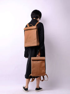 Original Design Simple Retro Washed Kraftpaper 14-Inch Backpack Ultra Light Waterproof Neutral Apple Computer Backpack