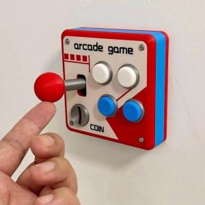 3D In Hình Retro Tay Cầm Chơi Game Joystick Bảng Điều Khiển Công Tắc Ổ Cắm Điều Khiển Trang Trí Sáng Tạo Trò Chơi Arcade Quà Tặng Đồ Chơi Dành Cho Độ Tuổi Từ 8 +