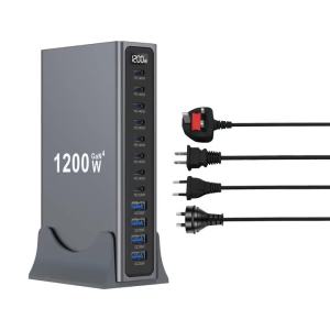 1200W 8C4A Desktop Charger Multi-Port Fast Charger for Multiple Devices Suitable for Charging Phones Tablets Laptops and More