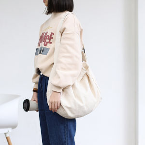 South korea Female Student Fashion Canvas Bag Casual Shoulder Messenger Bag Ins New Simple One-Shoulder Shopping Big Bag Fashion
