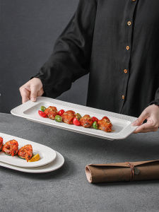 Đĩa Sứ Hình Chữ Nhật Sáng Tạo Cho Nhà Hàng Và Gia Đình Đĩa Ăn Trưa Đĩa Cháo Đĩa Sâu Đĩa Tròn Bằng Sứ Trắng Dùng Trong Khách Sạn