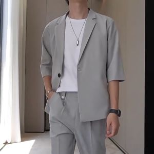 เสื้อเบลเซอร์แขนยาวผู้ชาย เสื้อเชิ้ตเกาหลี สไตล์ลำลอง แฟชั่นผู้ชาย สีพื้น ผ้านิ่มใส่สบาย XZ2108