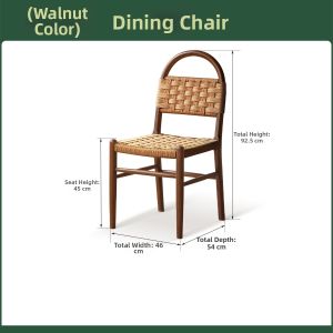 MU FENG ZHI NAN | Retro Rattan Woven Wooden Dining Chair