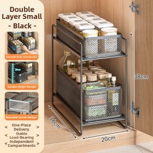 Kitchen Cabinet Drawer Organizer Pull-out Shelving Unit Slide Rail