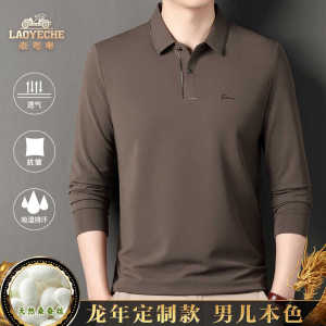 Classic Car Mulberry Silk Long Sleeves T-Shirt Men 2024 Spring and Summer New Arrival Middle-Aged Loose Casual Polo Shirt Bottoming Shirt