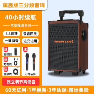 SENYLON Q8 pro Max Square Dance Outdoor Karaoke Wireless Bluetooth Speaker High Power Portable Wood Shell with Microphone