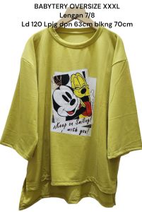 ATASAN WANITA BABYTERI TUNIK OVERSIZE XXXL Lengan 7/8 || ATASAN WANITA 3XL LENGAN 7/8 /Ld 120