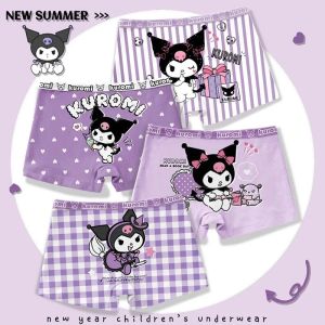 4PCS Cartoon Sanrio Printed Childrens Flat Angle Panties Anime Cinnamoroll My Melody Kuromi Kawaii Comfortable Cotton Underwear