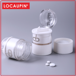 Locaupin Medicine Pill Holder Organizer Portable Pill Cutter & Crusher With Pill Holders Small Compartments Daily Medicine Storage Box