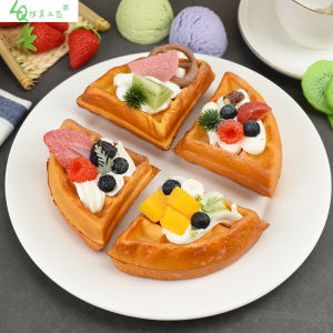 Realistic Waffle Model Fake Fruit Bread Cake Western Dinner Dessert Decoration Display Photography Prop Childrens Toy