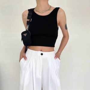 เสื้อกั๊กสปอร์ตคอวีแขนกุดผ้าฝ้ายแท้สำหรับผู้หญิง ทรงสั้น ดีไซน์เก๋ไก๋ ใส่ได้หลากหลายโอกาส ฤดูร้อน 2022