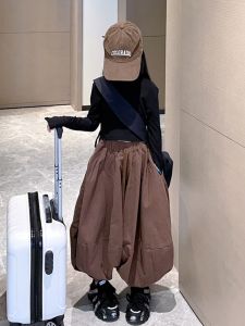 Trendy Korean Style Girls Harlan Pants Spring Autumn New Arrival Loose Fit Childrens Clothing Cotton Long Pants for Big Kids