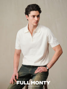 Zippered Half Placket Knit Polo Shirt