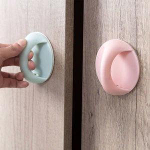 Pegangan Pintu Bulat Anti Lepas & Holder Tempel Multifungsi