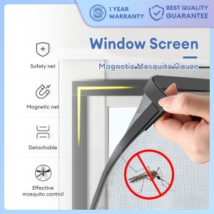Magnetic Mosquito Net DIY Magnetic Window Screen Anti Mosquito Removable Washable  Insect Screen Window Netting Mosquito Insect Mesh Net Mosquito Net Magnetic 防蚊门网/防蚊网/纱窗/磁铁防蚊纱窗/蚊网磁铁