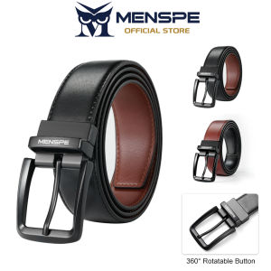MENSPE Men Belt Outdoor Simple Belt Pin Buckle Belt Rotating Buckle Second-layer Cowhide Waistband Double-Sided Two-Color Belt Youth Sports Pant Belt Simple Nice Waistband