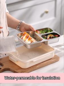 Family Picnic Time Stainless Steel Lunch Box Safe bento box for school office outdoor & microwave use