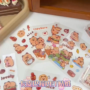 Capybara Sticker Cute Cartoon 卡皮巴拉手帐贴纸 Pelekat Kartun Kalis Air Buku Nota DIY Cawan Sarung Telefon Pelajar Kids Handbook Student Waterproof