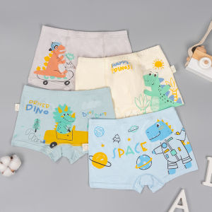 Childrens Modal Underwear Boys Briefs Dinosaur Pattern Flat Angle Pants Breathable Quick Dry Comfortable Innerwear for Kids