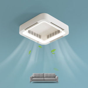 Chandeliers Ceiling Fan with Light Square Bladeless Fan Ceiling Light Dimmable via App Remote Control 6 Speed Silent Fan Light for Living Room Family Bedroom