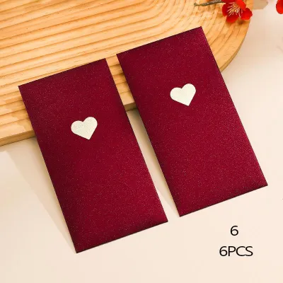 6Pcs Wedding Money Envelope Simple Wedding Money Holder Spring Festival Kid Lucky Money Envelopes Birthday Marry Gift Red Bag